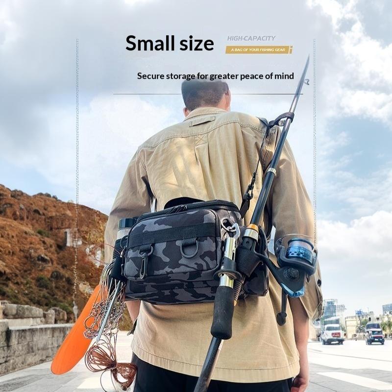 Water Resistant Lure Fishing Bag Multiple Storage Pockets Adjustable Straps Great for Trekking Hiking and Casual Fishing