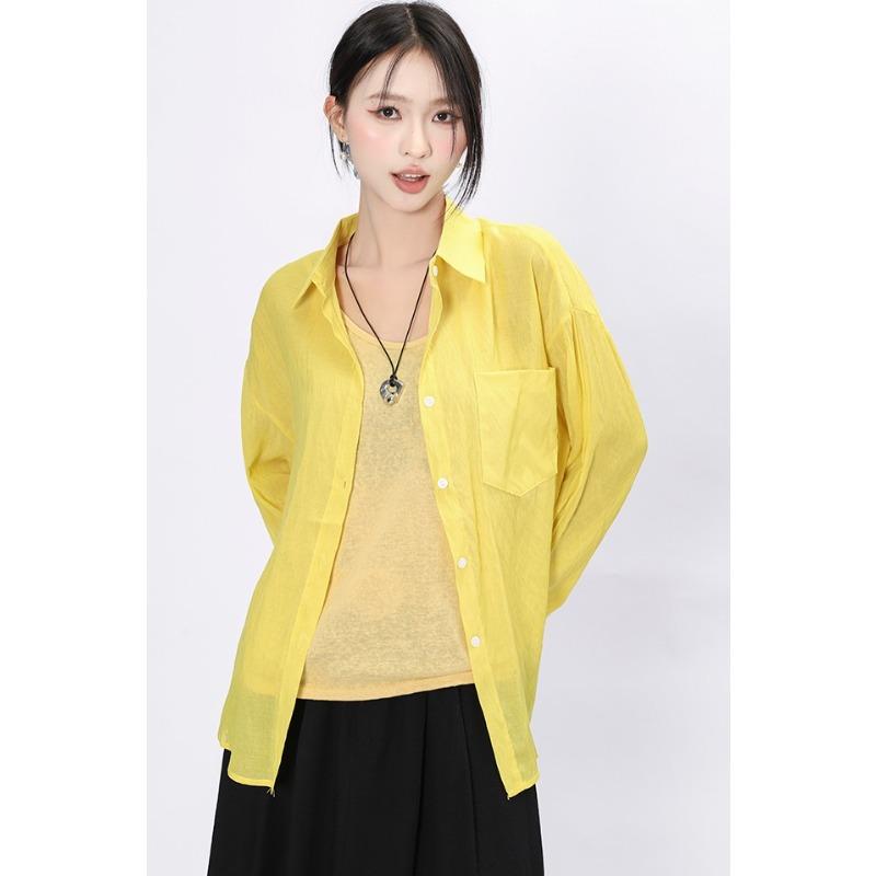 Dimanaf 2025 New Summer Buttons Shirt Women Solid Blouse Long Sleeve Fashion Tops Tees Casual Loose Green Tees