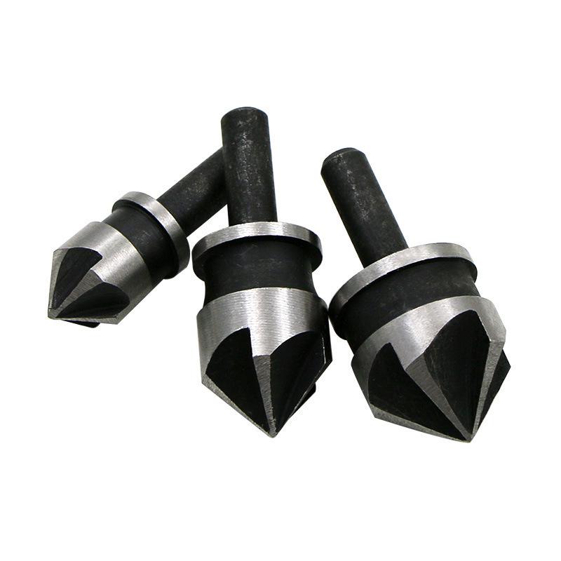 90° Carbon Steel Hex Shank 5-Flute Countersink Set (12/16/19mm) – 3-Piece Woodworking Chamfering Tool, Tax Included