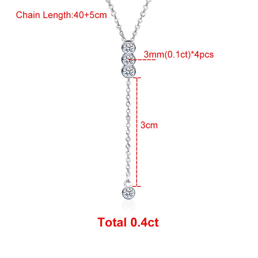 Houtros 3 мм/5 мм Полностью Муассанитовое Ожерелье для Девочек Классическая Пузырьковая Ключичная Цепочка Серебро 925 Пробы Вечернее Изящное Ювелирное Изделие Подарок Full Moissanite