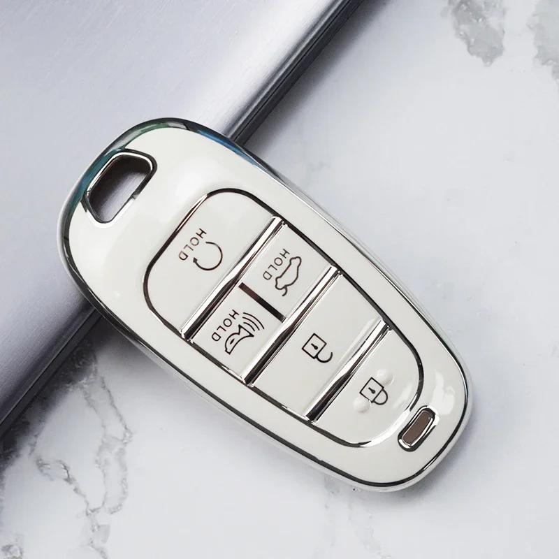 4/5/6/7/8 Düğmeli TPU Araba Uzaktan Kumanda Anahtar Kılıfı Kabuk Fob Hyundai Santa Fe Hibrit Nexo Nx4 Sonata Tucson İçin Koruyucu