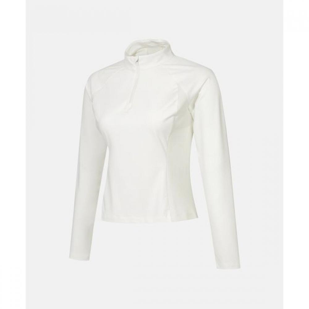 

DeScenTe Женская футболка с длинным рукавом и полумолнией цвета слоновой кости IVY0IVORY/85