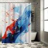 Cortina de Chuveiro Azul Espiral Tapete de Banheiro Impermeável Decoração de Banheiro para Casa, 72 x 84, Design de Arte Moderna com Salpicos Pingados por Taur