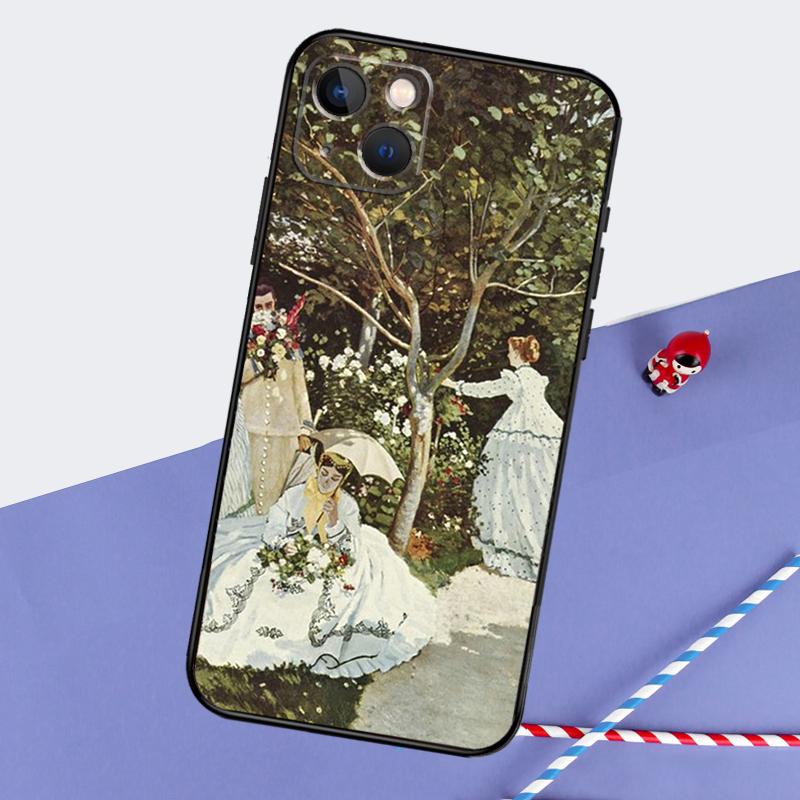 Claude Monet Garden Lotus Bridge Phone Case For iPhone 16 15 Pro Max 12 13 Mini 11 14 Pro Max XR 16 15 Plus 16e Cover Coque