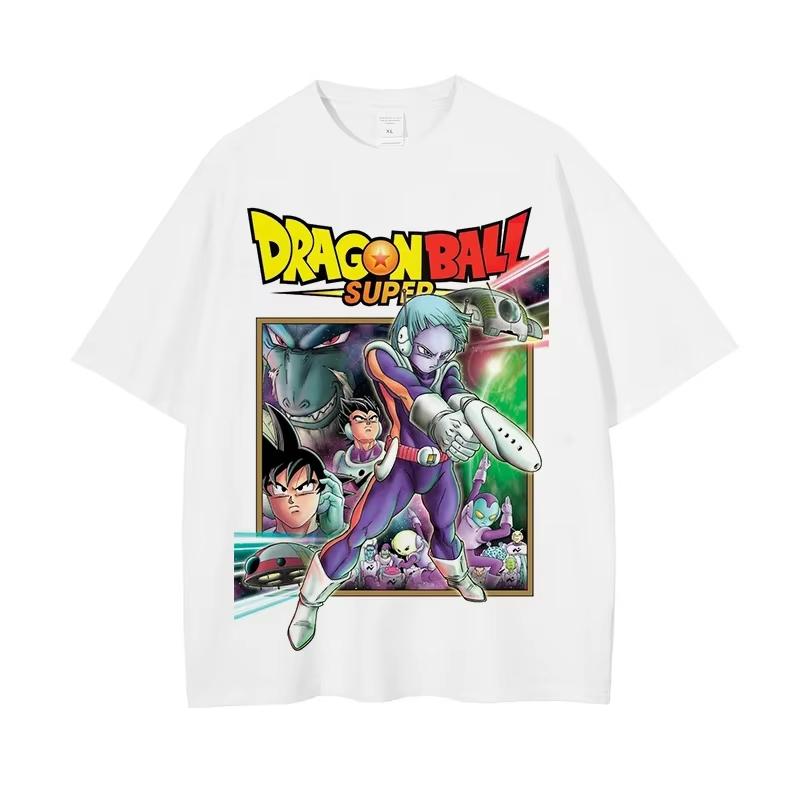 Unisexs Tshirt Japanese Anime Dragon Ball Print Tshirt Harley Cooku Cotton Tshirt Pop Street Style Shortsleeved Top White