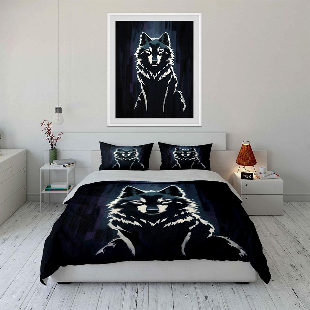 Mystic Wolf Night Design Set Bedding Duvet Cover Set Duvet Cover Pillowcases (1*Duvet Cover 2*Pillowcases, without duvet insert)