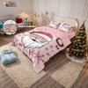3Pcs Pink Santa Claus Printed Coreless Down Duvet Cover In Multiple Sizes Soft Bedroom Bedding Decoration Machine Washable