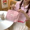 Sweet Flower Women's Quilting Cosmetic Bag Large Capacity Ladies Love Makeup Case Female Travel Storage Bags Clutch Handbags