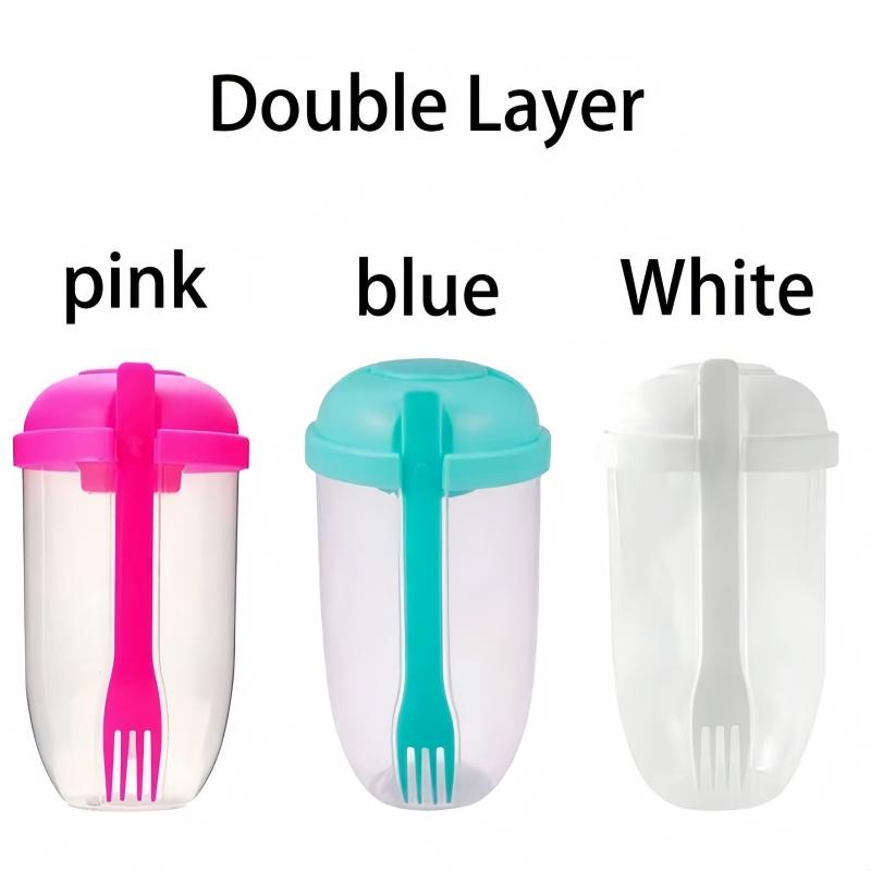 1Pc Breakfast Salad Cup, Breakfast Food Container Can, Suitable for School and Office Fruitvegetable Fork Covered Yogurt Cup
