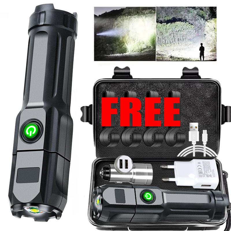 Ultra-bright LED Flashlight Rechargeable Torch Outdoor Zoomable Lantern Portable Waterproof Light for Camping Hunting Hiking