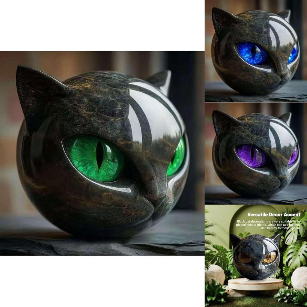 Creative Stone Patterned Cat Resin Ornaments For Festival Decorations And Gifting