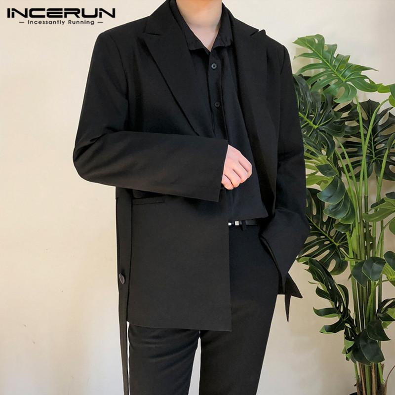 INCERUN Men's Lapel Neck Casual Business Jacket Blazer Coats