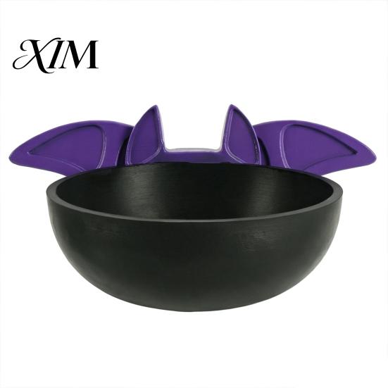Trick or Treat Bowl Halloween Candy Bowl, Black Bat Shaped Ceramic Dish, Large Resin Serving Tray Festival Container for Snacks And Treats,