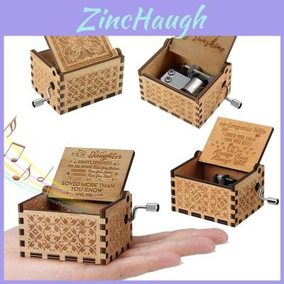 Vintage Wooden Music Box Gift For Kids Charming You Are My Sunshine Engraved Toy