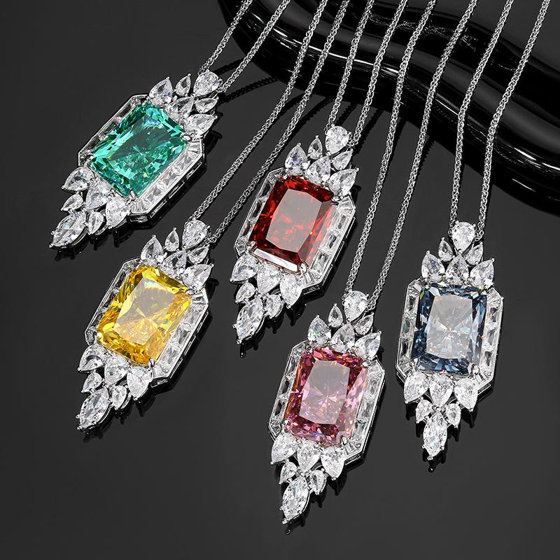 Biżuteria Szlif Redeen Żółty Diament Vintage Premium Naszyjnik z Zawieszką Kamień Główny 15 * 20