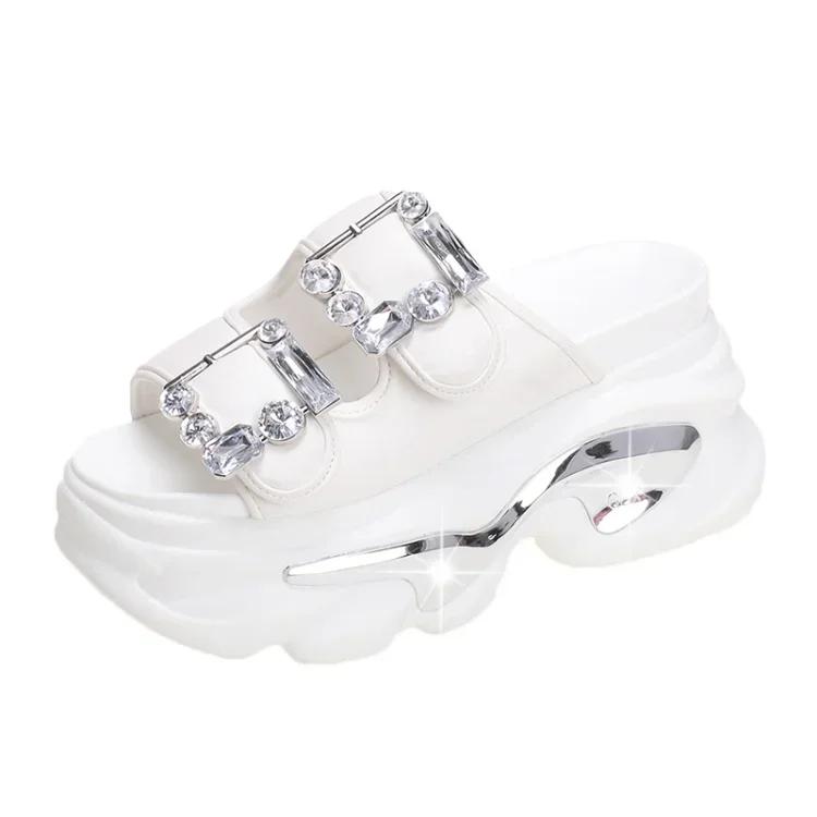 Fashion New Summer Women Slippers Flip-Flops Ladies Beach Bling Shoes Wedge Heels Shoes Woman High Platform Slippers Outside Sandals 8CM