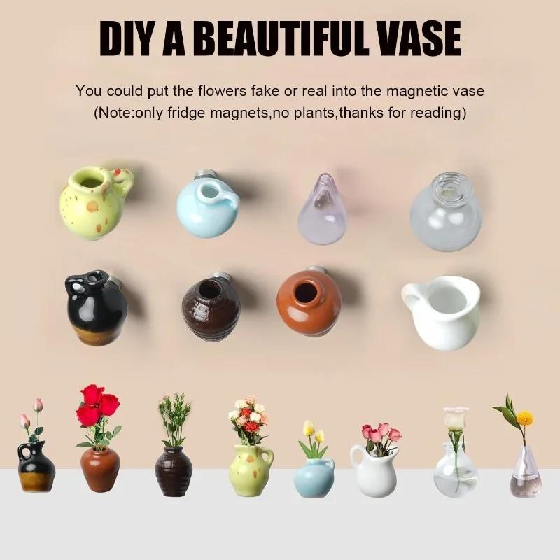 Small Fridge Magnet Decoration Mini Ceramic Vase Micro Landscape Ornament fridge cute magnets place flower arrangements