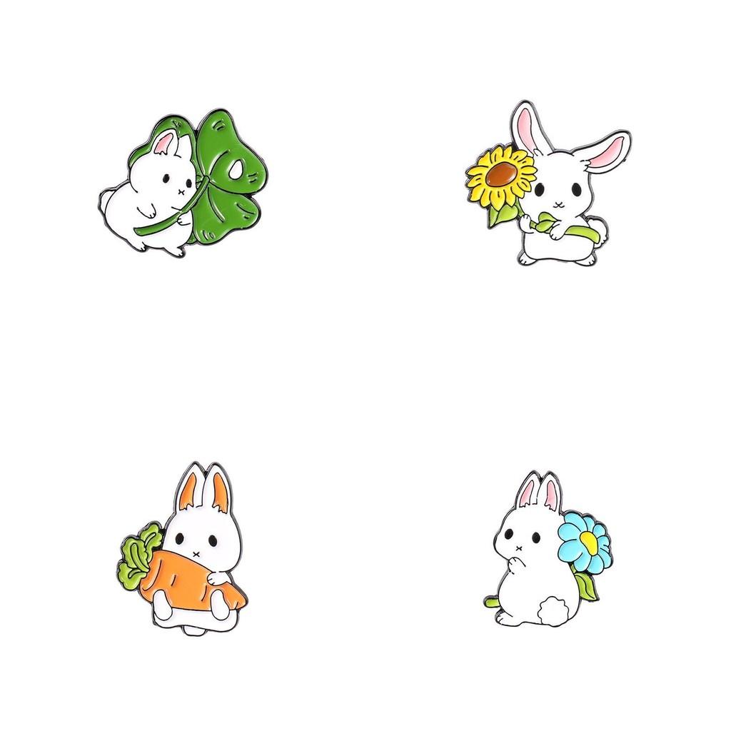 Cartoon Stylish Rabbit Brooch Cute Design Zinc Alloy Enamel Pin Multishape Accessory For Everyone