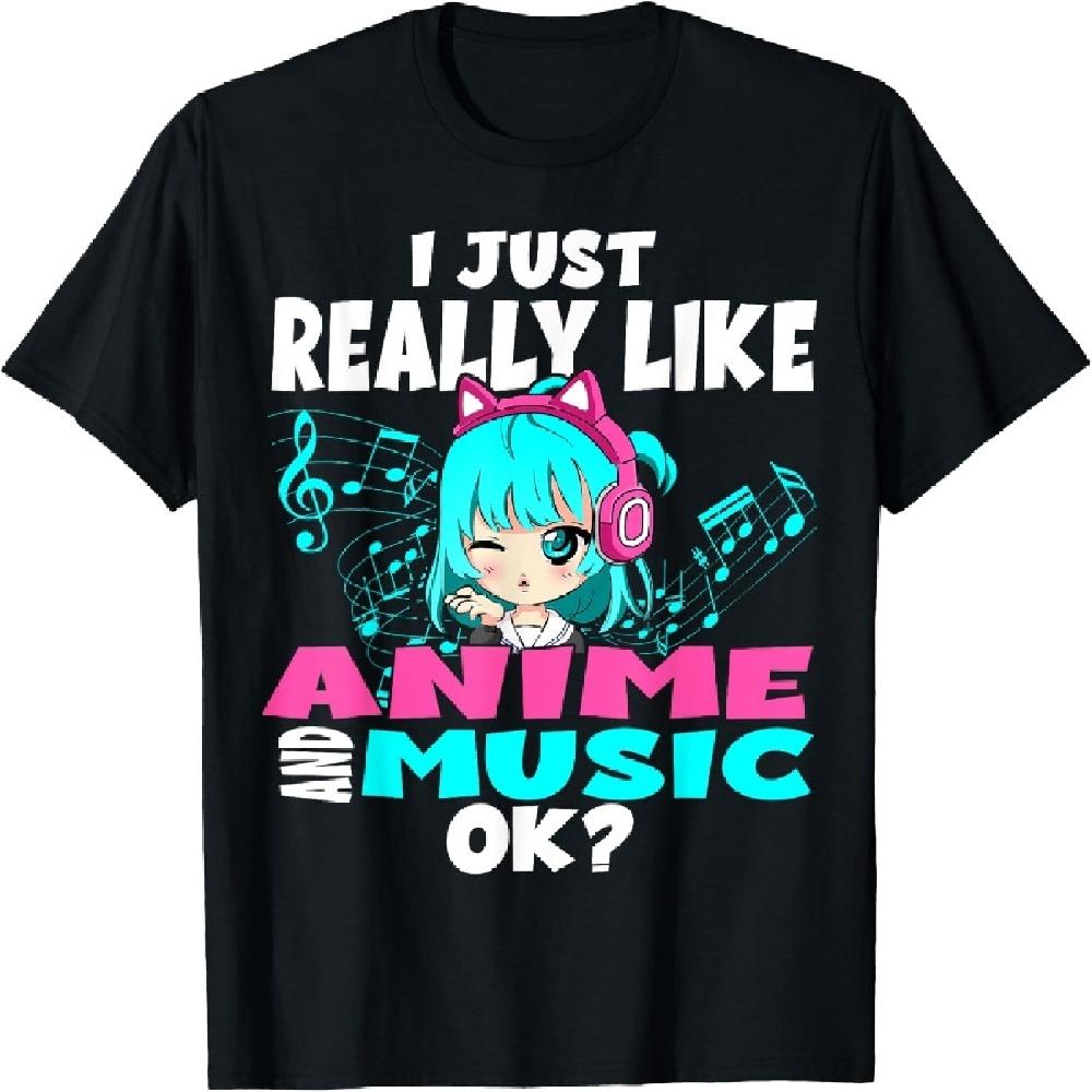 

Anime and music Kawaii chibi graphic teen anime girl T-Shirt XXXXXL чёрный