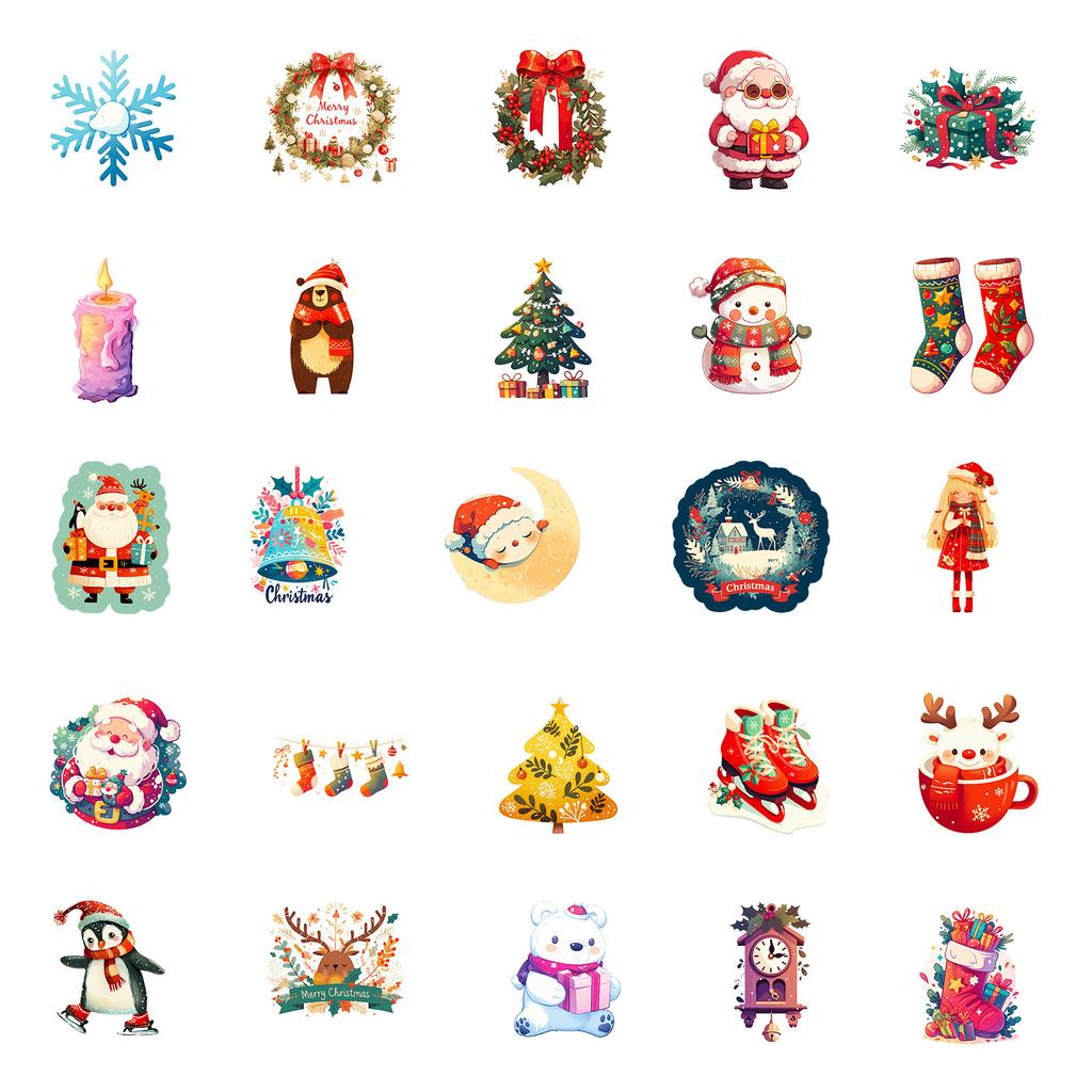 50 Christmas Cake Statues, Cartoon Cookie House Decorations, Cup, Electric Vehicle Stickers