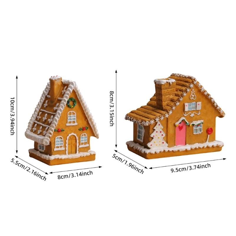 Durable Resin Christmas Village House LED Lighted Decoration Holiday Ornament For Tabletop Festival Tiny Scene
