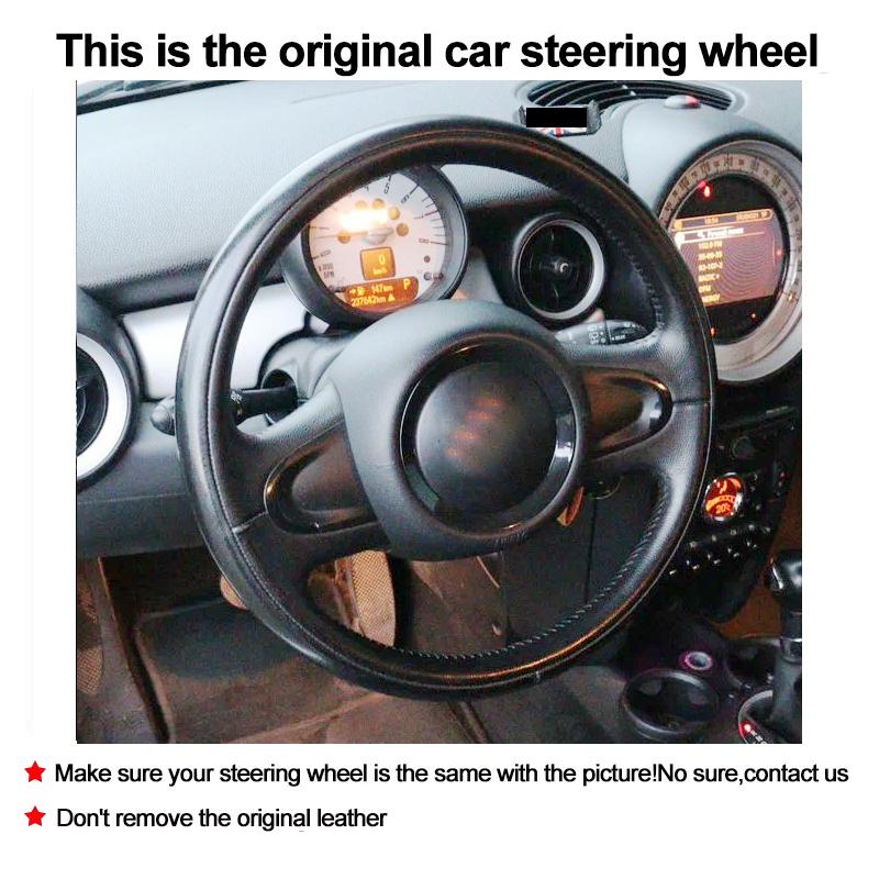 Hand Stitching Auto Car Steering Wheel Cover Wrap For BMW Mini Clubman 2010-2014 Slip-resistant Breathable Interior Accessories