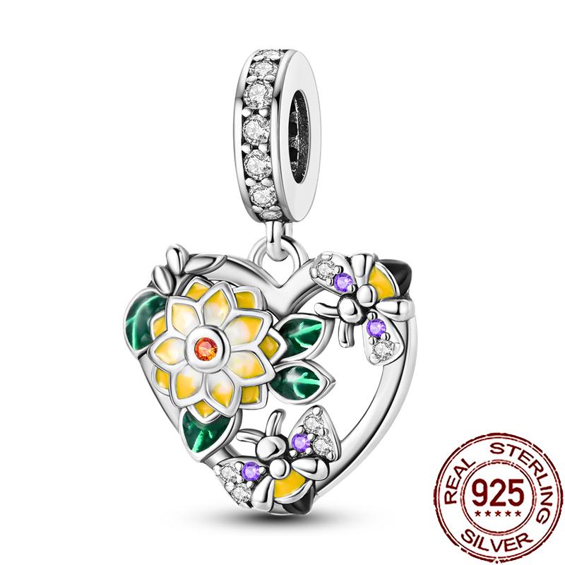 New Charms Copper Colorful Plant Flower Fruit Charm Beads Fit Snake Chain Bracelet Necklace Women Diy Jewelry