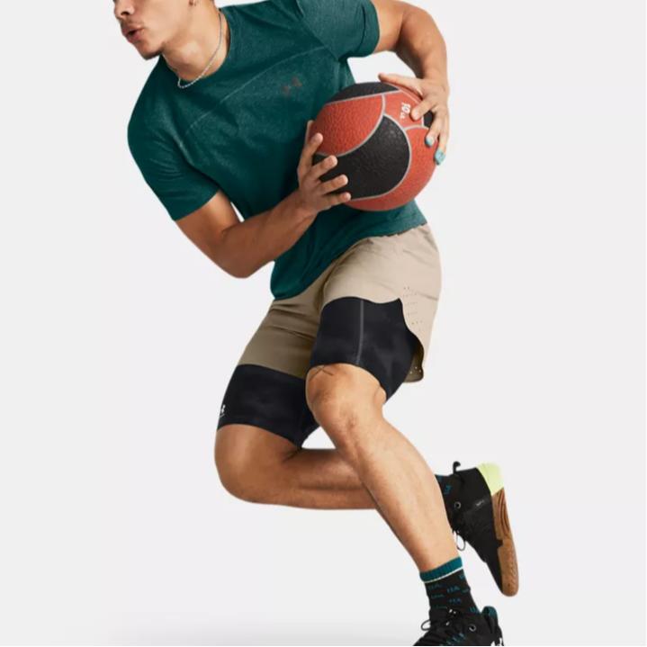 Under Armour Letter Logo Print Crew Neck Short Sleeve T-Shirt Men Tops Ocean-Green 1382799-449