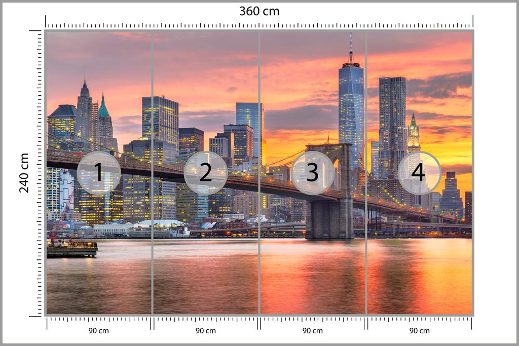Photomural Lower Manhattan Skyline And Brooklyn Bridge Non-Woven 360x240