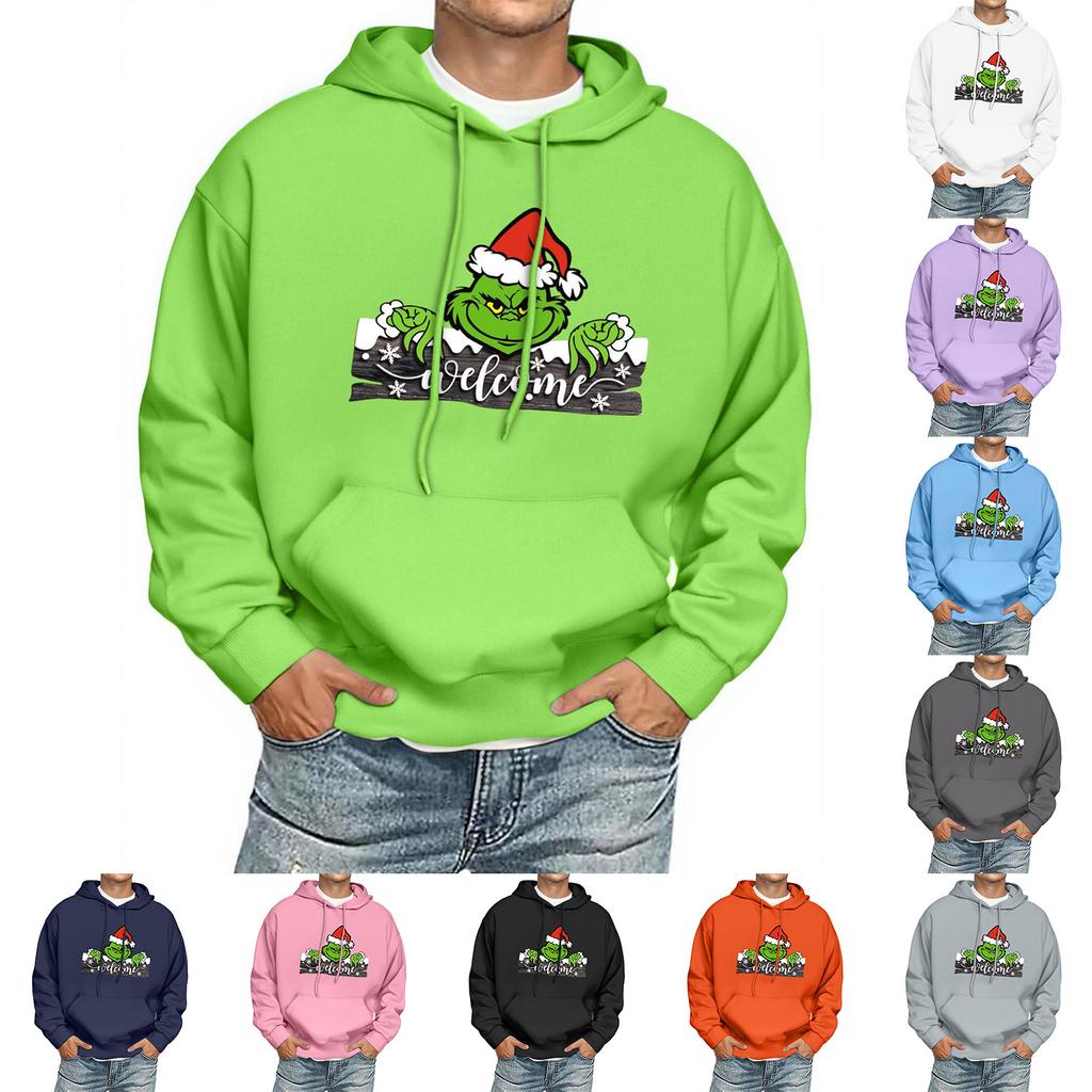 Men's Print Hooded Sweatshirt Long-Sleeve Casual Pullover Hoodie Hooded Sweatshirt