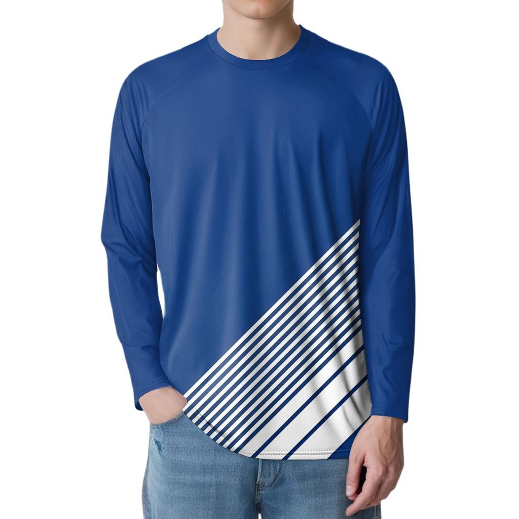 Men's Fashion Printed Raglan Long Sleeve Sports Top