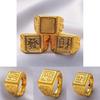 Unique Adjustable Open Square Ring For Men With Gold Plated Elegant Vintage Style