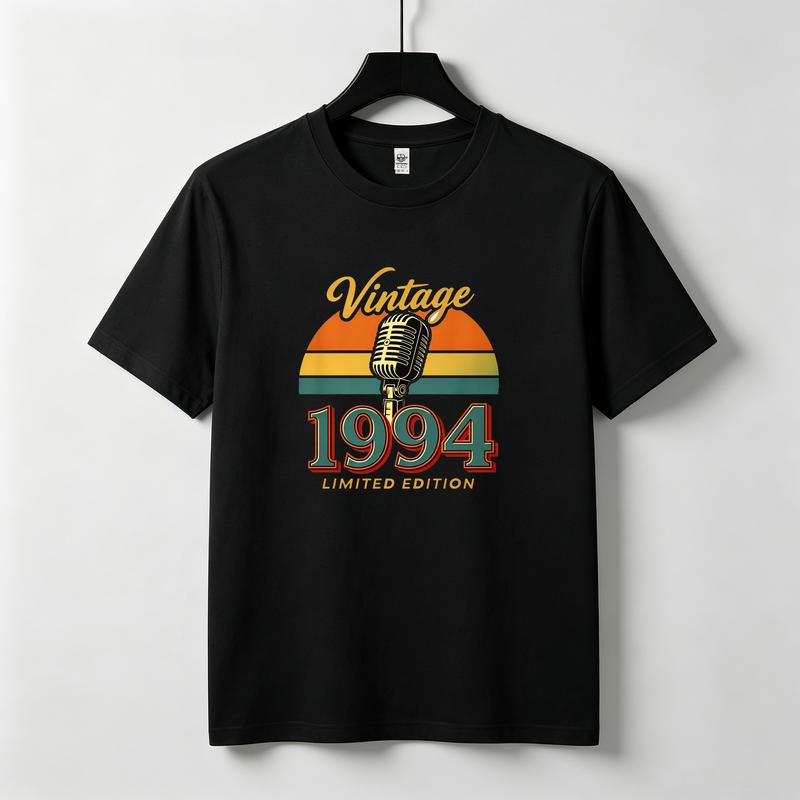 Vintage 1994 TShirt Retro Mic Graphic Tee Limited Edition Casual Cotton Shirt Music Lover Birthday Gift Streetwear Top