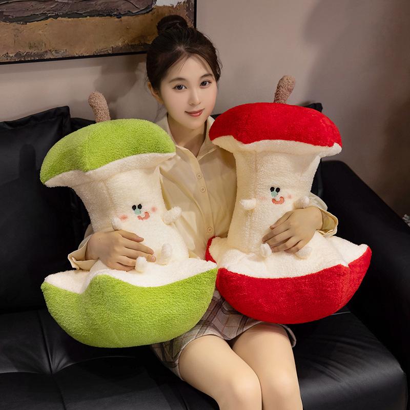 Cartoon Creative Apple Core Pillow Bite Apple Plush Toy Doll Living Room Ornament Sofa Cushion