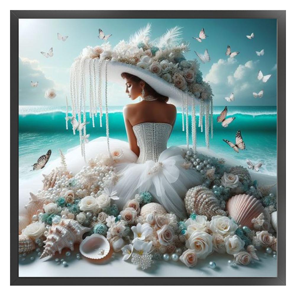 

Набор для вышивки крестом «Девушка» из эко-хлопка 11CT, полная вышивка, арт 40x40см