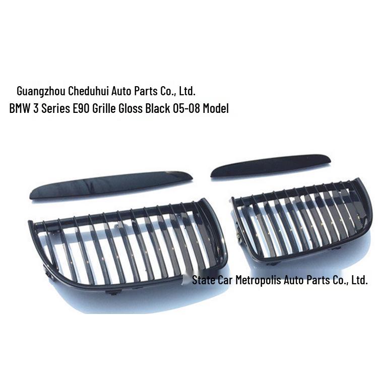 

Gloss Black Single-Line Grille for 2005-2008 BMW 3 Series E90/E91 Pre-Facelift Material: ABS Plastic