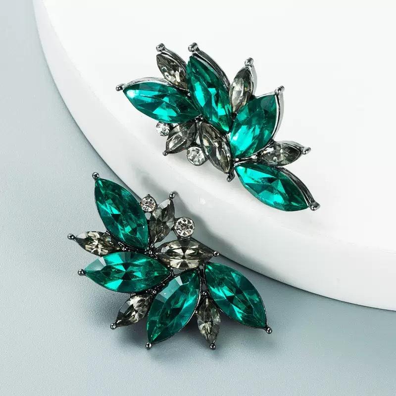 

Fashion Crystal Diamond Stud Earrings, Alloy Diamond-winged Ear Accessories for Women зелёный