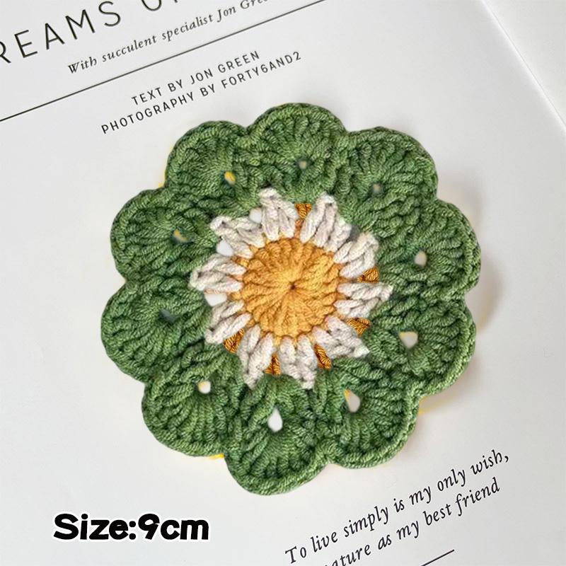 Flower Crochet Coasters Handmade Cute Coasters Knitted Drink Coaster Coffee Cup Mat Home Office Desktop Decoration Creative Gift