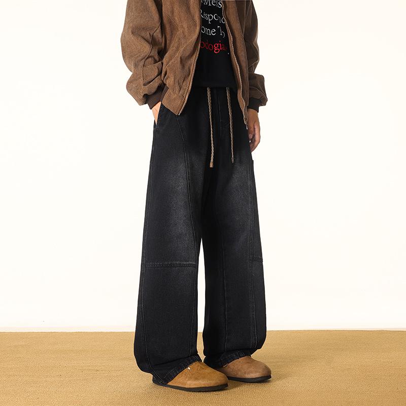 Men's American-Style Cowboy Jeans: Loose, Wide-Leg, Straight-Fit, Casual Long Pants for Spring and Autumn 2026.