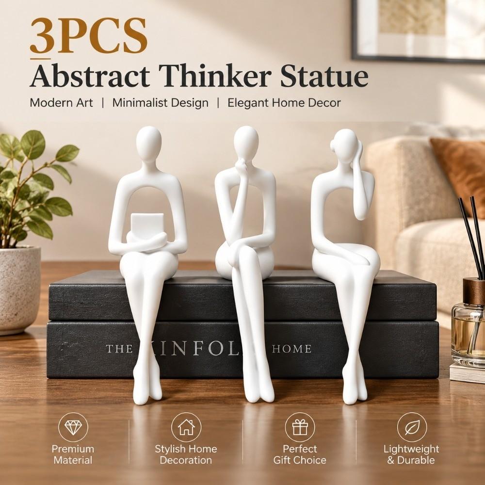3pcs 3Pcs Abstract Figurine Minimalist Sitting Sculpture Abstract Hollow Figurine  Shelf