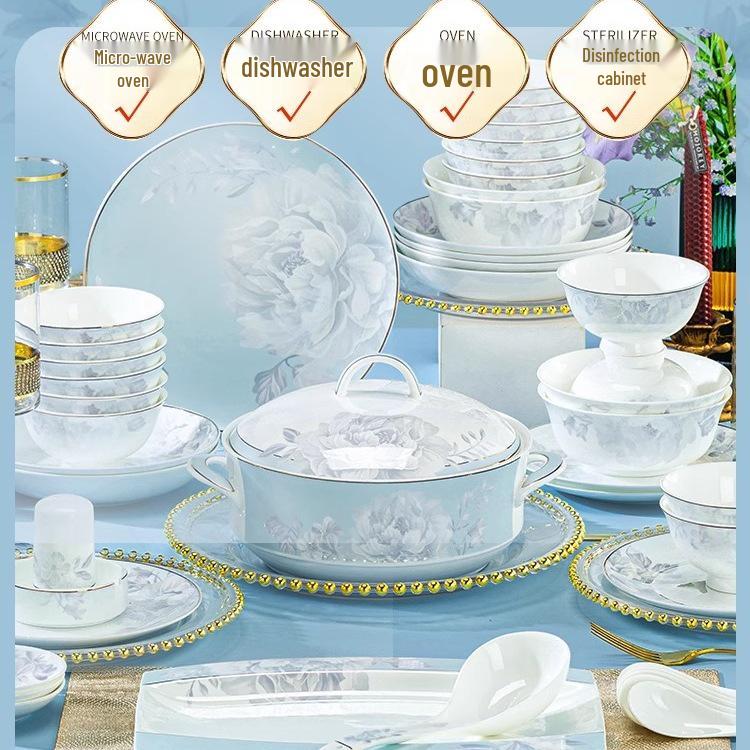 2025 Light Luxury Ceramic Dinnerware Set: Elegant Bowls and Plates for Housewarming