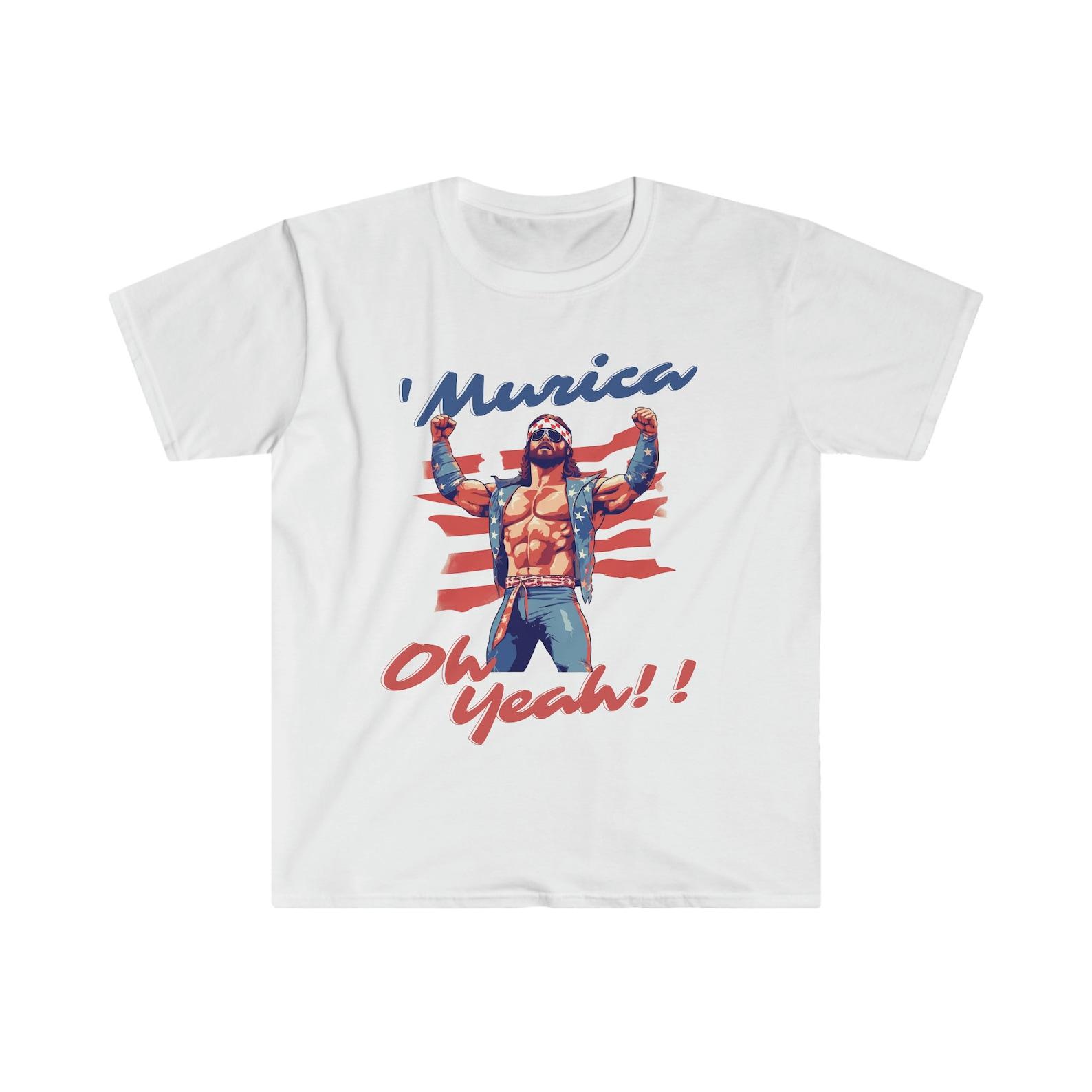 Murica Oh Yeah shirt - Unisex Softstyle T shirt funny 4th of July Independence Day Macho Man T shirt 4XL
