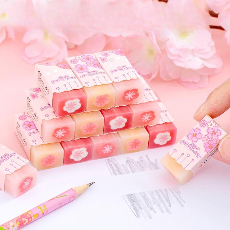 Creative Sakura Sandwich Gift Eraser Childrens Cute High Looking Less Chip Primary Kawai School Students Slicable Stationery