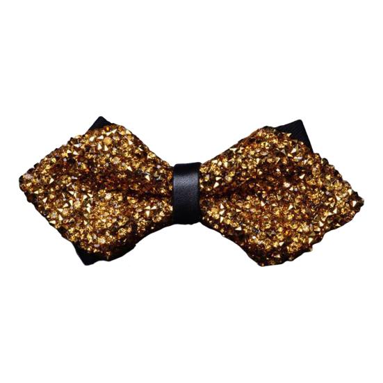 

Галстук-бабочка с блестящими стразами, дизайн с острыми углами, галстук-бабочка, свадьбы, деловые вечеринки, аксессуары для костюма золотистый