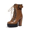 Autumn and winter ebay supply fashion thick-soled high-heeled large-size front lace-up low-tube Martin boots women
