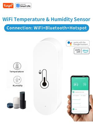 Czujnik Temperatury i Wilgotności WiFi Tuya Czujnik Wilgotności Wewnętrznej Zasilany Bateryjnie Monitorowanie Aplikacji Dla Alexa Google Home Głos