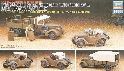 Hasegawa Type 95 Compact Passenger Car Kurogane Shiki (Type 3) & Isuzu TX40 Type 97 Motor Freight Car