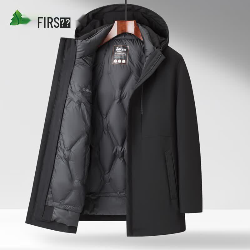 FIRS Men s Detachable Hooded Goose Down Puffer Jacket 190