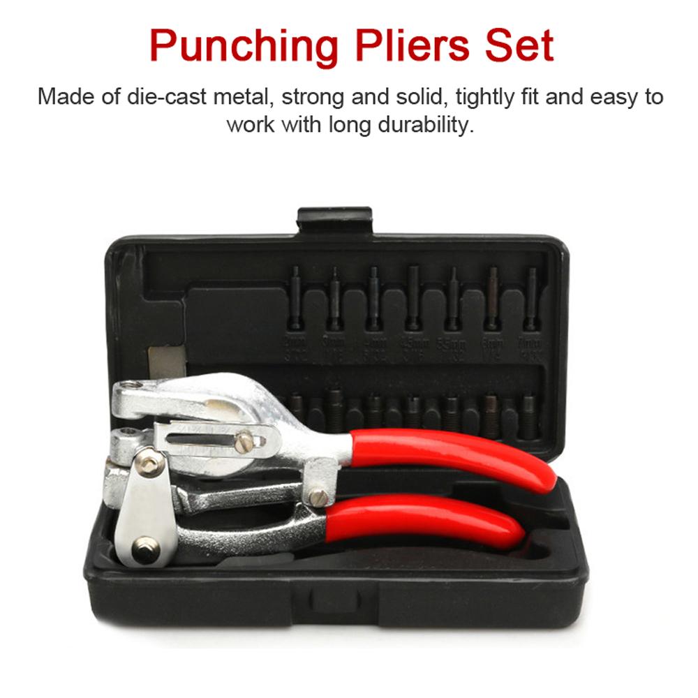 

16PCS Punching Pliers Set, Die Cast Metal Depth Gauge Ergonomic Design for Stainless Steel Brass Aluminium, with Plastic Box for Easy Carry