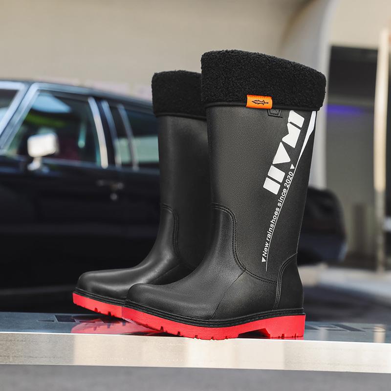 New Men's Long Tube Rain Boots Non-slip Waterproof Safety Work Shoes Fishing Shoes Platform Knee-high Rain Boots Galoshes 39-44